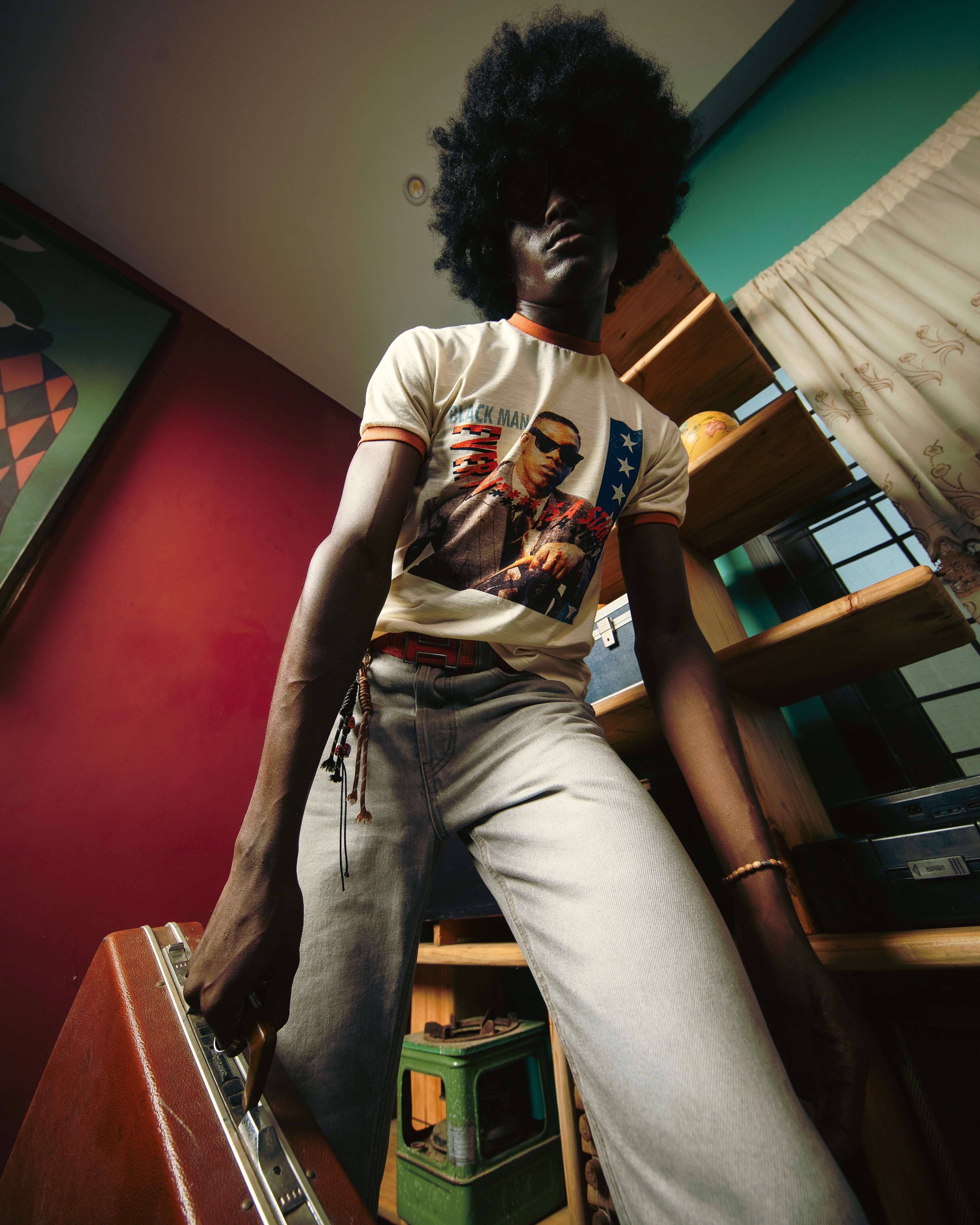70s Leo Straight Leg Acid Washed Denim