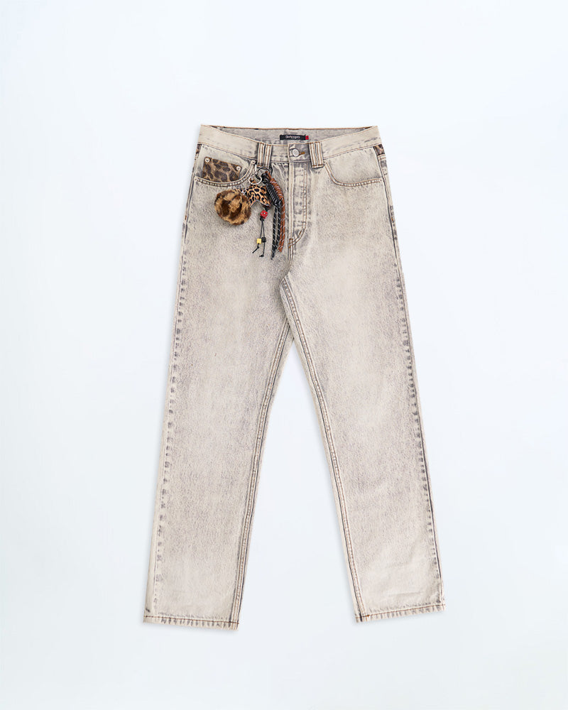 70s Leo Straight Leg Acid Washed Denim