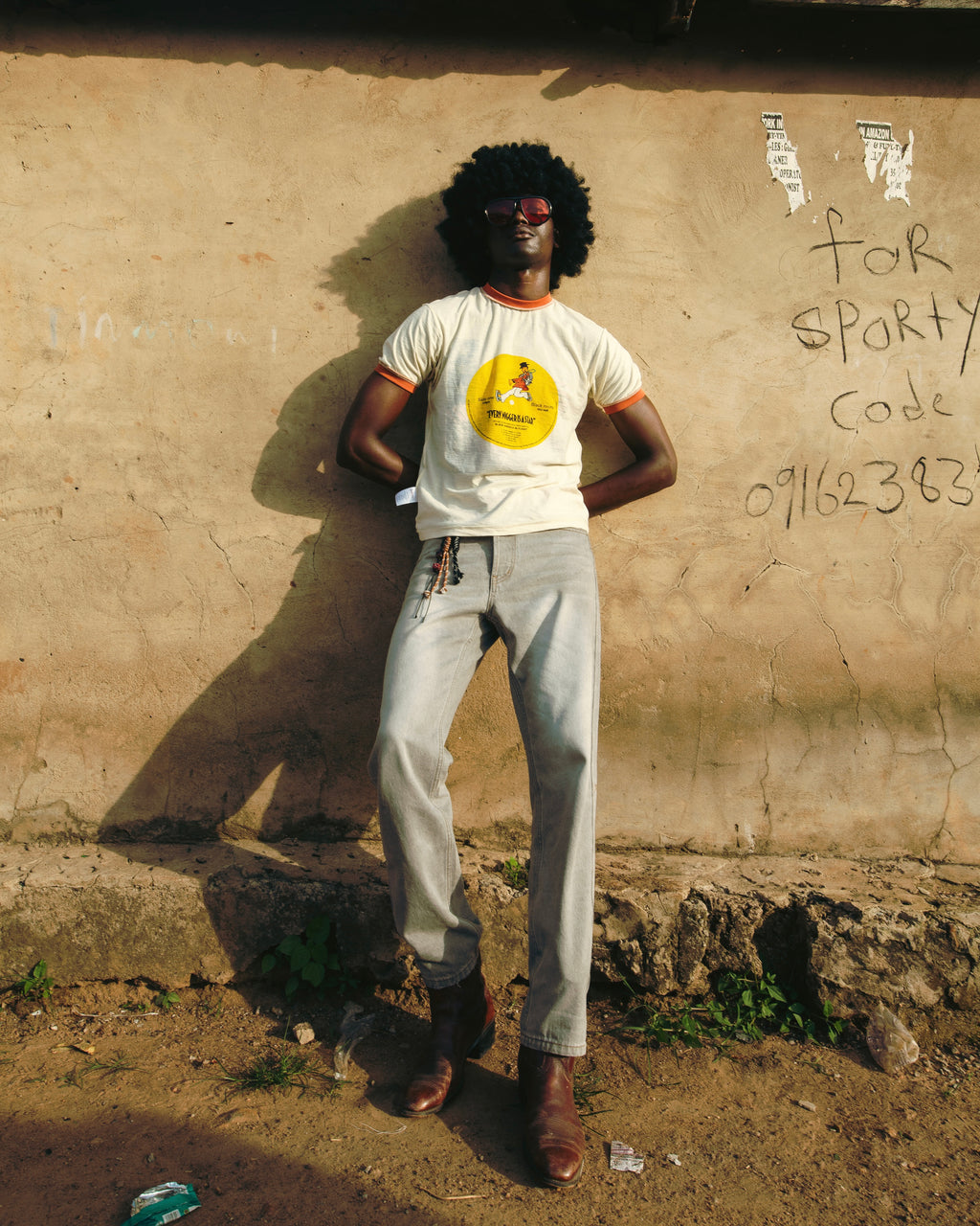 70s Leo Straight Leg Acid Washed Denim