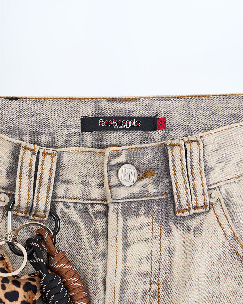 70s Leo Straight Leg Acid Washed Denim