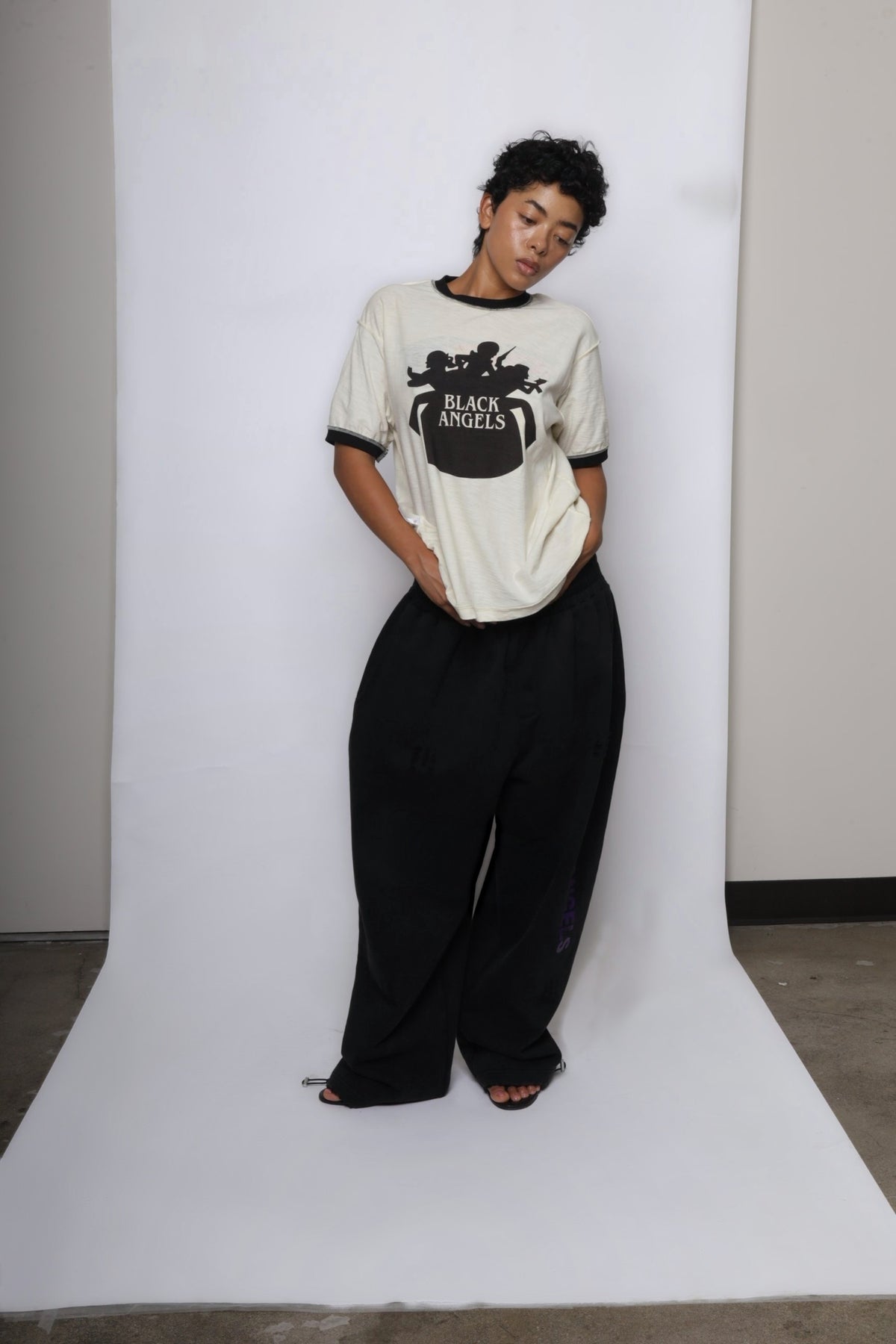 BLACK ANGELS AGED REVERSIBLE RINGER T-SHIRT